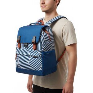 CleverMade Coronado Backpack Cooler 18 Can Insulated Bag Eco Blue Geometric NEW